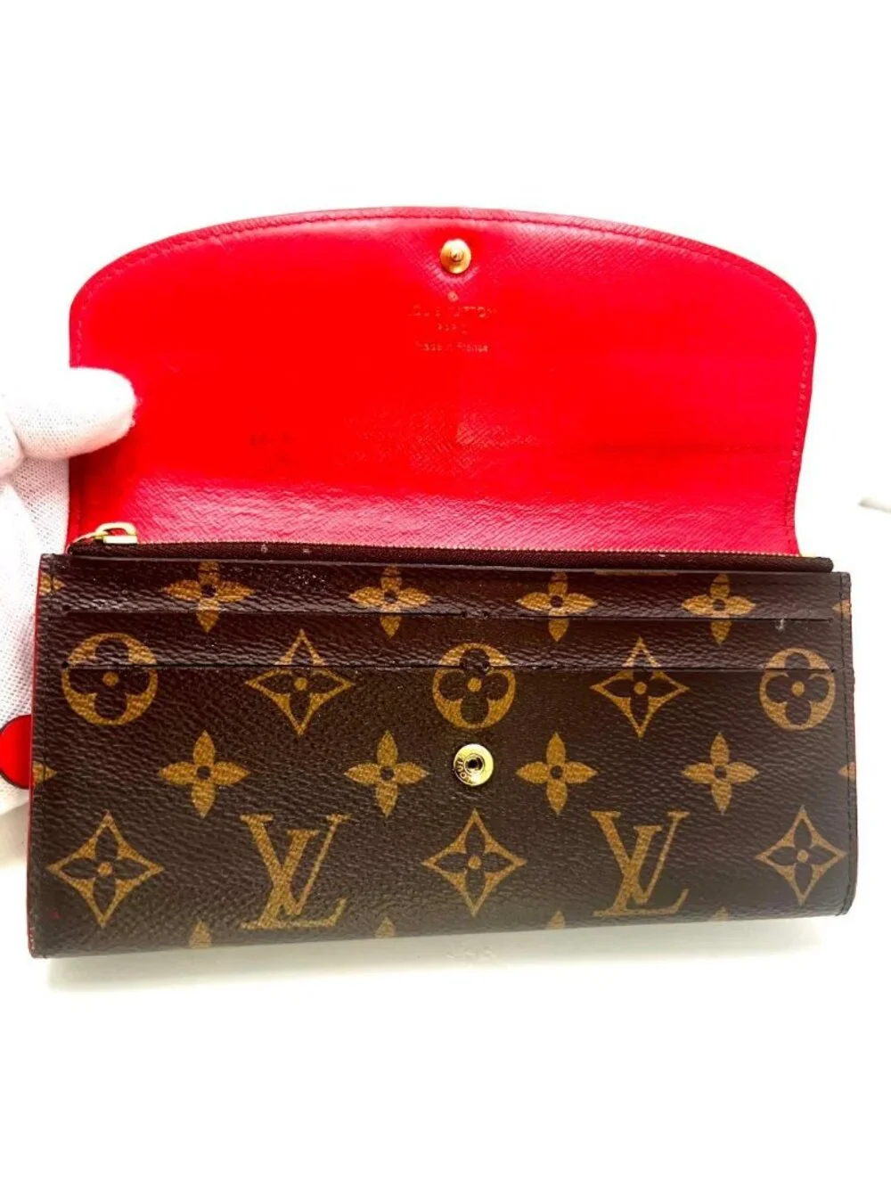 Louis Vuitton Monogram Portefeuille Emily Flower Charm Cerise Wallet